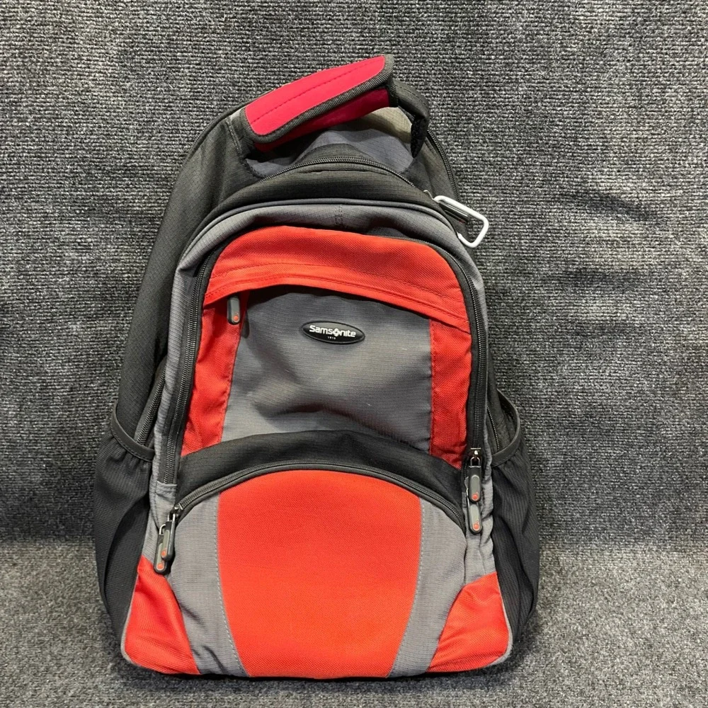 Samsonite TC-10 Black Grey Red Wheeled Rolling‎ Backpack Travel Laptop Bag 3898